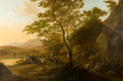 Pejzaż z postaciami, ok. 1655-1710 (olej na płótnie) autorstwa Cornelis van Swanenburgh