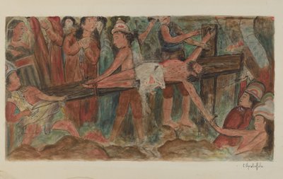 Droga Krzyżowa nr 11. Jezus przybity do krzyża, 1941. autorstwa Cornelius Christoffels