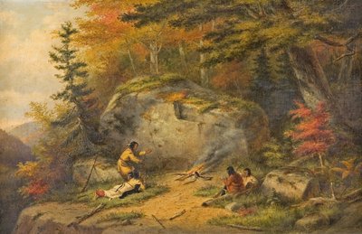 "Jesień w zachodniej Kanadzie, Indianie Chippeway", obraz olejny Corneliusa Krieghoffa, 1865 r. autorstwa Cornelius Krieghoff
