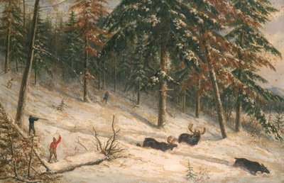 Łoś myśliwski (olej) autorstwa Cornelius Krieghoff