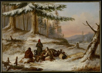 Łowcy łosi, ok. 1859 (olej na płótnie) autorstwa Cornelius Krieghoff