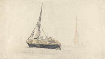 Żaglówka ładowana sianem, grudzień 1827 r autorstwa Cornelius Varley