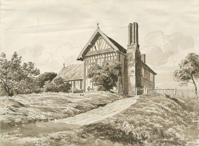 Betley - Dom wiejski: rysunek piórem i sepią, październik 1820 (rysunek) autorstwa Cornelius Varley