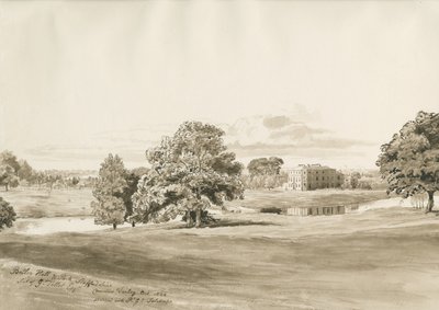Betley Hall: rysunek w sepii, październik 1820 autorstwa Cornelius Varley