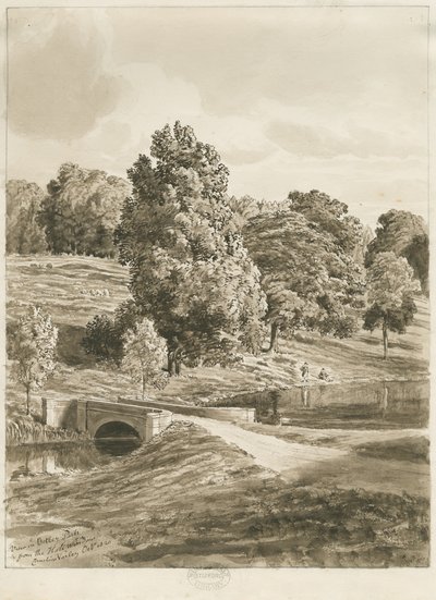 Betley Park: rysunek w odcieniu sepii, październik 1820 (rysunek) autorstwa Cornelius Varley