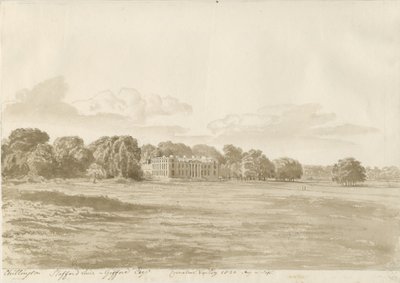 Chillington Hall: rysunek w sepii autorstwa Cornelius Varley