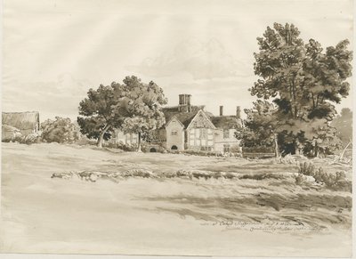 Oaken - Farm House: rysunek w sepii, 5 sierpnia 1820 autorstwa Cornelius Varley