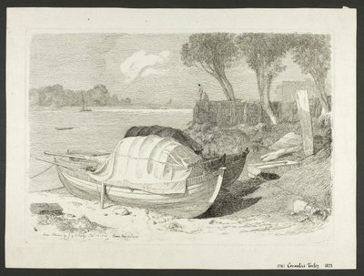 Przybrzeżne łodzie autorstwa Cornelius Varley