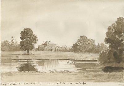Somerford Hall: rysunek w sepii autorstwa Cornelius Varley