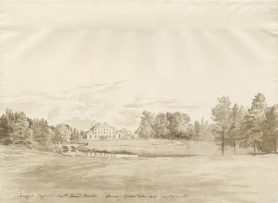 Somerford Hall: rysunek w sepii autorstwa Cornelius Varley