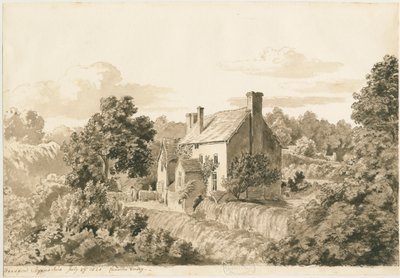 Woodford - Domki: rysunek w sepii, 27 lipca 1820 autorstwa Cornelius Varley