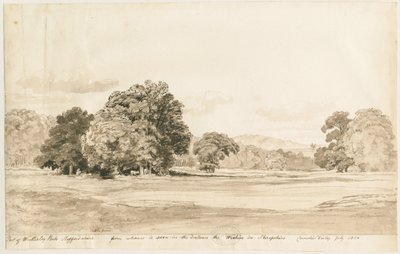 Park Wrottesley: rysunek w sepii, lipiec 1820 autorstwa Cornelius Varley