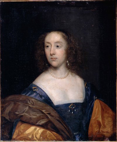 Portret damy w kolorze niebieskim autorstwa Cornelius the elder Johnson