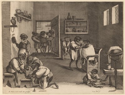 Fryzjer Małp autorstwa Coryn Boel after David Teniers the Younger