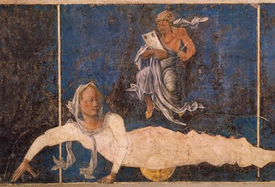 Panna z dziekanem, scena z miesiąca sierpnia, ok. 1470, przypisywana Cosimo Tura autorstwa Cosimo (attr. to) Tura