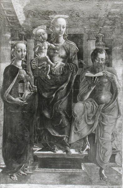 Dziewica z Dzieciątkiem z Marią Magdaleną i św. Hieronima autorstwa Cosimo Tura