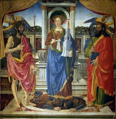 Św. Barbara ze świętymi Janem Chrzcicielem i Mateuszem, ok. 1470. autorstwa Cosimo di Lorenzo Rosselli