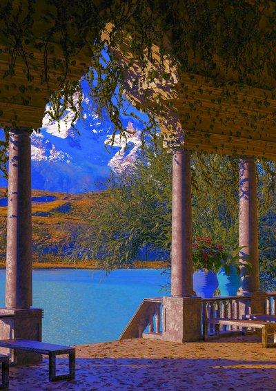 Pergola z widokiem na górskie jezioro autorstwa CosmoZach