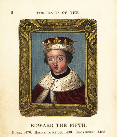 Portret króla Edwarda V, Edwarda V z Anglii, urodzony 1470, rozpoczął panowanie 1483 i uduszony 1483 autorstwa Cosmo Armstrong