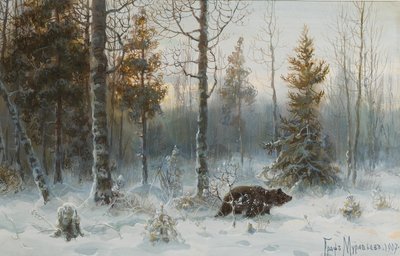 Pejzaż zimowy z niedźwiedziem, 1907 autorstwa Count Vladimir Leonidovich Muravyov