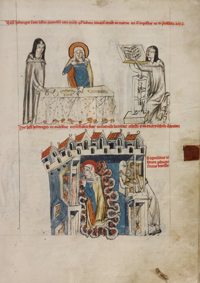 Hedwiga słuchająca czytania; Modlitwa Jadwigi autorstwa Court workshop of Duke Ludwig I of Liegnitz and Brieg