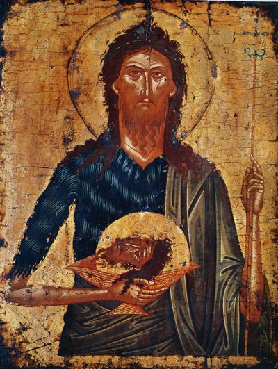 Ikona św. Jana Poprzednika (tempera na panelu) autorstwa Cretan School