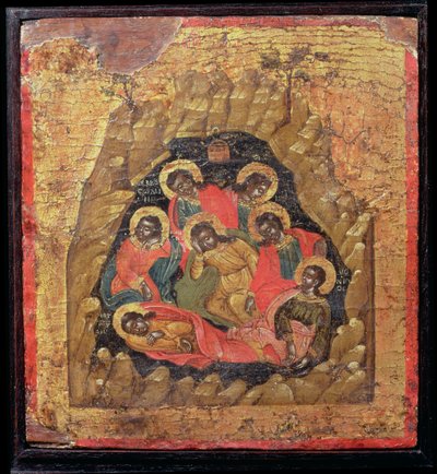 Siedmiu Śpiących z Efezu (tempera na panelu) autorstwa Cretan School