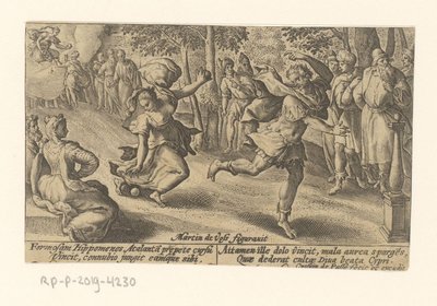Atalanta i Hippomenes Metamorfosen van Ovidius (tytuł serii) Metamorfoza (tytuł serii) autorstwa Crispijn van de Passe (I)