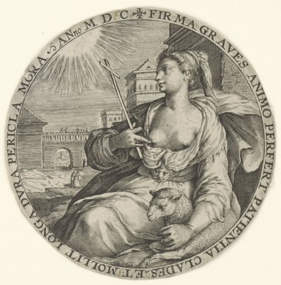 Cierpliwość Cnoty teologiczne (tytuł serii) Virtutu Theologicaru (tytuł serii) autorstwa Crispijn van de Passe (I)