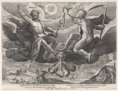 północny wiatr Boreas (tytuł na obiekcie) Cztery wiatry (tytuł serii) autorstwa Crispijn van de Passe (I)