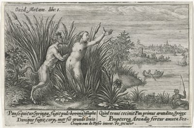 Pan en Syrigs Przekształcony van Ovid (tytuł serii) autorstwa Crispijn van de Passe (I)