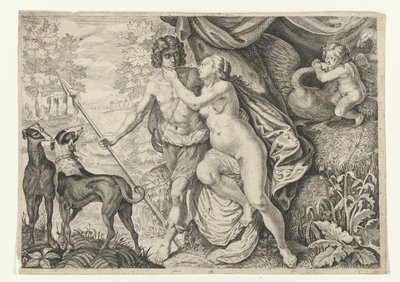 Wenus w Adonisie Metamorfosen van Ovidius (tytuł serii) autorstwa Crispijn van de Passe (II) (attributed to)