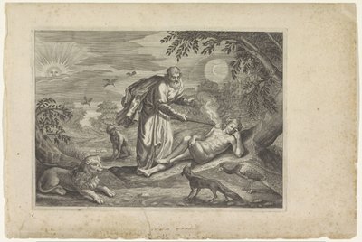 Prometeusz tworzy pierwszego człowieka Metamorfozy Owidiusza (tytuł serii) autorstwa Crispijn van de Passe (II) (workshop of)