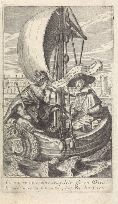 Król Ludwik XIII i kardynał Richelieu na barce autorstwa Crispijn van de Passe (II)