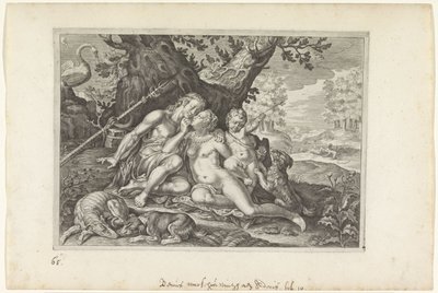 Wenus ostrzega Adonisa Metamorfozy Owidiusza (tytuł serii) autorstwa Crispijn van de Passe (II)