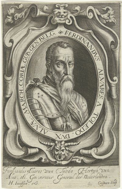 Portret van Ferdinand Alvarez de Toledo, hertog van Alva autorstwa Crispijn van den Queborn