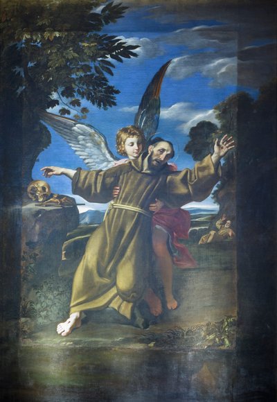 São Francisco sendo sustentado por um anjo em êxtase autorstwa Crispin of Viterbo