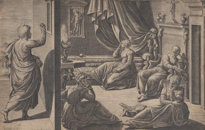 Święty Mikołaj z Bari i trzy ubogie dziewczęta, 1587. autorstwa Cristofano Cartaro