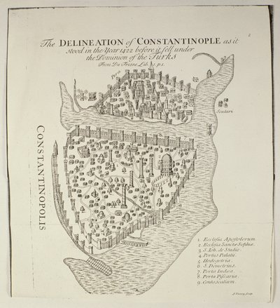 Mapa Konstantynopola w 1422 r. autorstwa Cristoforo Buondelmonti