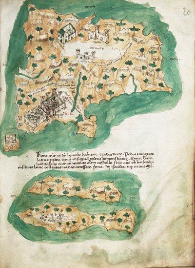 Naxos wykres na welinie, ok. 1420 r. (welin) autorstwa Cristoforo Buondelmonti