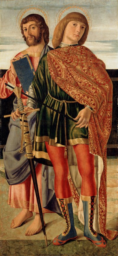 Św. Mateusz i Św. Sebastian, ok.1499 (tempera na desce) autorstwa Cristoforo Caselli