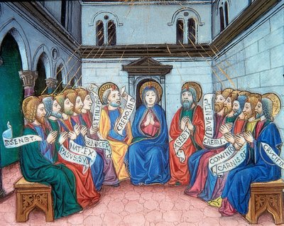 Wylanie Ducha Świętego (k.141v). 1476 autorstwa Cristoforo De Predis