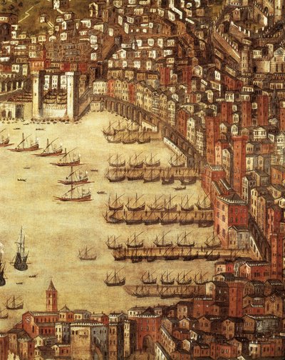 Widok Genui i jej zamku (detal) 1597 (olej na płótnie) autorstwa Cristoforo de Grassi