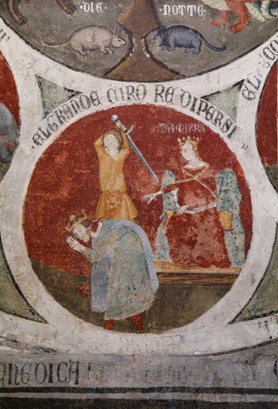 Śmierć Cyrusa, króla Persji, szczegół z The Wheel of Barlaam autorstwa Cristoforo di & Piero Meo di Bindoccio