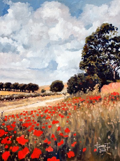 Dzikie maki, Hertfordshire, 2010 (olej na papierze) autorstwa Cruz Jurado Traverso