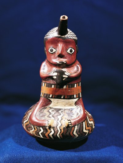 Antropomorficzne naczynie tematu muzycznego, Peru (polichromowana terakota) autorstwa Culture Nazca