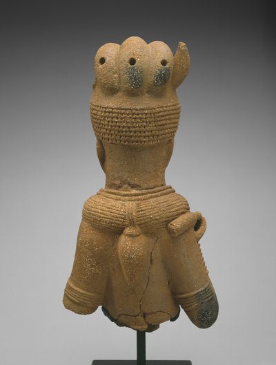 Głowa i tors postaci kobiecej, region Jos Plateau, Nigeria, 500 pne-AD 200 (ceramika) autorstwa Culture Nok