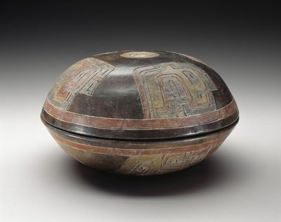 Podwójna miska z abstrakcyjnymi wzorami, 900-200 pne (ceramiczna farba z żywicy polichromowanej) autorstwa Culture Paracas