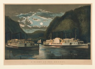 Noc nad rzeką Hudson autorstwa Currier and Ives