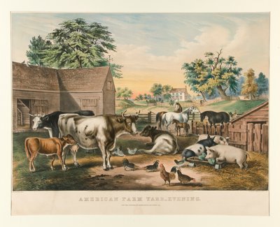 American Farm Yard – Wieczór autorstwa Currier and Ives